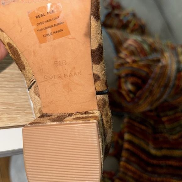 Cole Haan boots Elyse Real Fur Leopard Print Ankle 5.5 NEW leather pointed toe - Picture 5 of 5